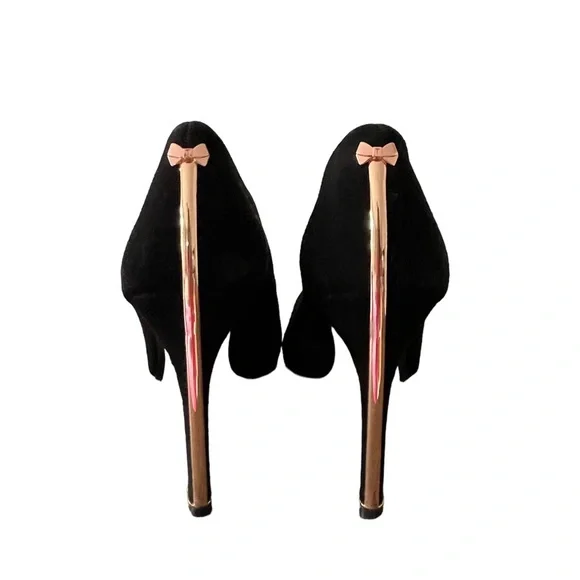 Ted Baker Black Suede Bow Heels - Picture 4 of 6